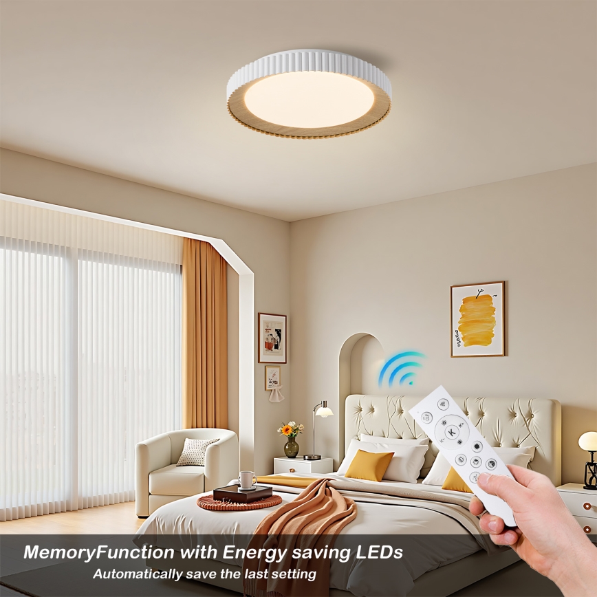Brilagi - LED-himmennettävä kattovalaisin NEXO, 48 W, 230 V, 3000–6000 K, valkoinen, halkaisija 43 cm + kaukosäädin
