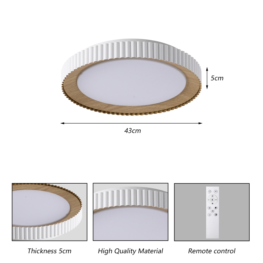 Brilagi - LED-himmennettävä kattovalaisin NEXO, 48 W, 230 V, 3000–6000 K, valkoinen, halkaisija 43 cm + kaukosäädin