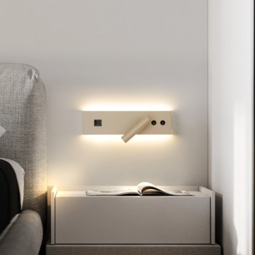 Brilagi - NOCTIS LED-seinäspotti USB-portilla LED/3W/230V + LED/9W, beige