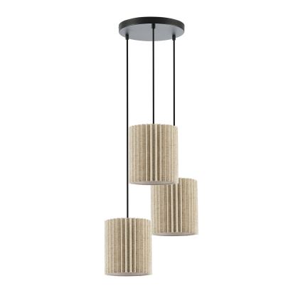 Brilagi - NORDIC WAVE riippuvalaisin vaijerilla 3xE27/15W/230V, ø 38 cm, pellava/musta