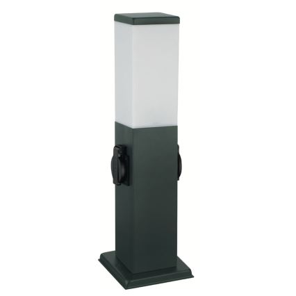 Brilagi - NOVA-ulkovalaisin, jossa 2 SCHUKO-pistorasiaa, 1xE27/15W/230V, 40 cm, IP44, antrasiitti