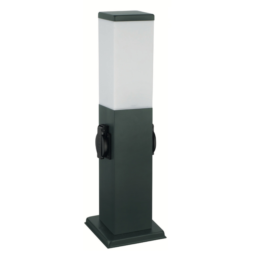 Brilagi - NOVA-ulkovalaisin, jossa 2 SCHUKO-pistorasiaa, 1xE27/15W/230V, 40 cm, IP44, antrasiitti