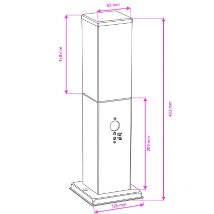 Brilagi - NOVA ulkovalaisin liiketunnistimella 1xE27/15W/230V 40 cm IP44 musta