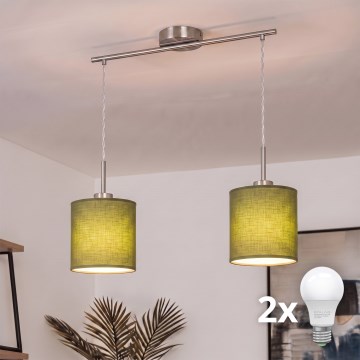 Brilagi - NUBILA LED-riippuvalaisin kaapelilla 2xE27/60W/230V, vihreä