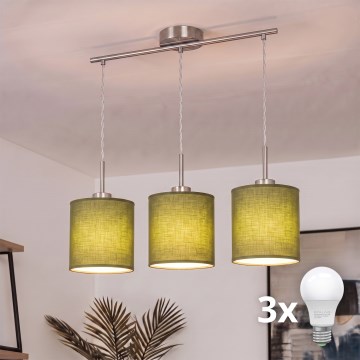 Brilagi - NUBILA LED-riippuvalaisin kaapelilla 3xE27/60W/230V, vihreä