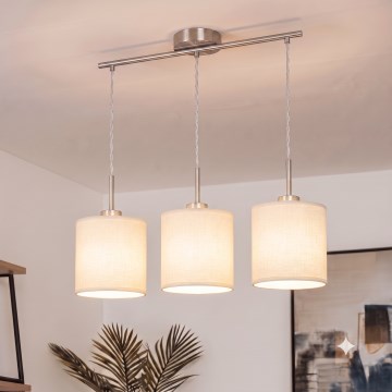 Brilagi - NUBILA LED-riippuvalaisin vaijereilla 3xE27/60W/230V kermanvärinen