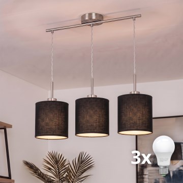 Brilagi - NUBILA LED-riippuvalaisin vaijerilla 3xE27/60W/230V, musta