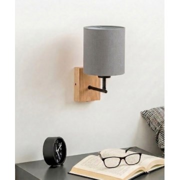 Brilagi - NUBILA WOOD seinävalaisin 1xE27/25W/230V tammi/musta/vaaleanharmaa