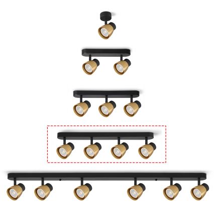 Brilagi - NUGGET 4xGU10/30W/230V kohdevalaisin musta/kulta