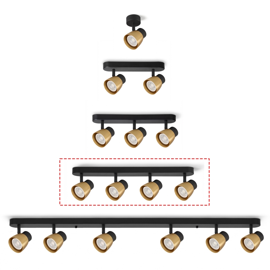 Brilagi - NUGGET 4xGU10/30W/230V kohdevalaisin musta/kulta