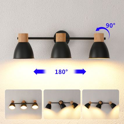 Brilagi - ODENSE-kohdevalaisin 3xE14/10W/230V puu/musta