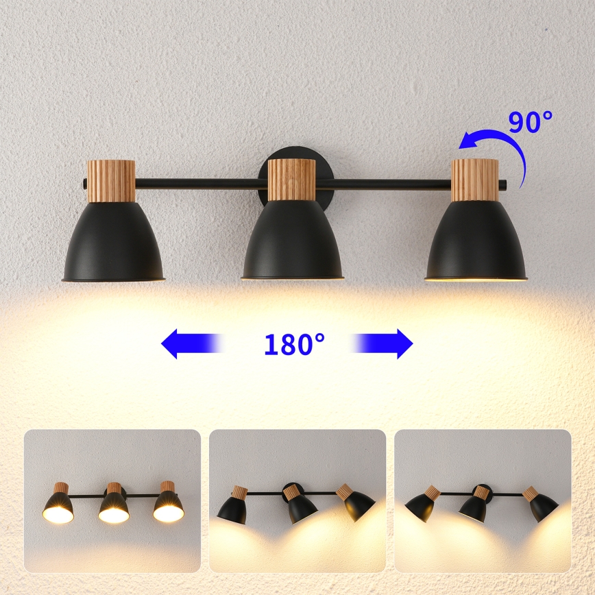 Brilagi - ODENSE-kohdevalaisin 3xE14/10W/230V puu/musta