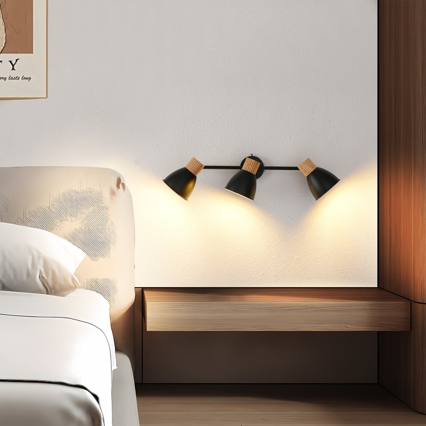 Brilagi - ODENSE-kohdevalaisin 3xE14/10W/230V puu/musta