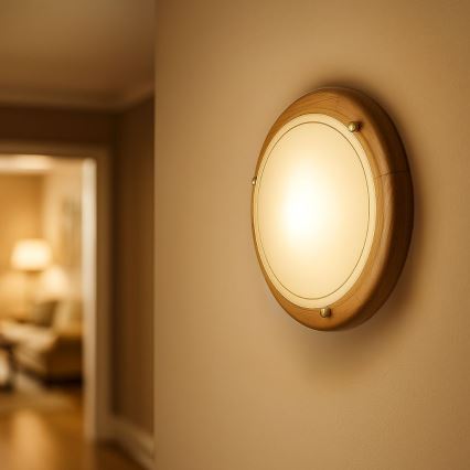 Brilagi - ORBIS-kattovalaisin 1xE27/60W/230V, halkaisija 30 cm, mänty