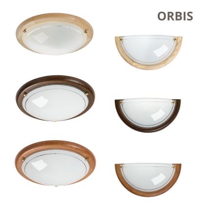 Brilagi - ORBIS-kattovalaisin 1xE27/60W/230V, halkaisija 30 cm, mänty
