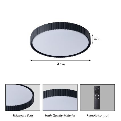Brilagi - LED-himmennettävä kattovalaisin ORINO LED/54W/230V 3000-6000K musta, halkaisija 43 cm + kaukosäädin