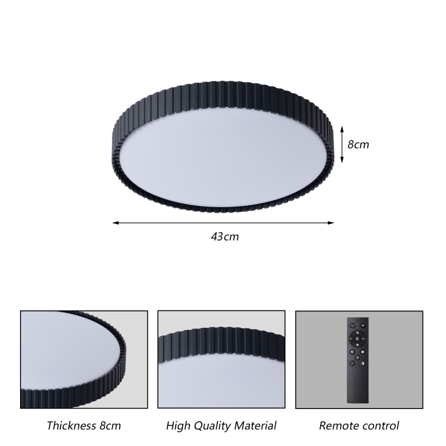 Brilagi - LED-himmennettävä kattovalaisin ORINO LED/54W/230V 3000-6000K musta, halkaisija 43 cm + kaukosäädin