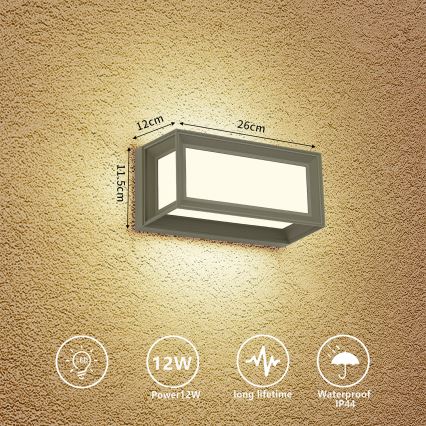 Brilagi - PARKER LED/12W/230V ulkoseinävalaisin, harmaa, IP44