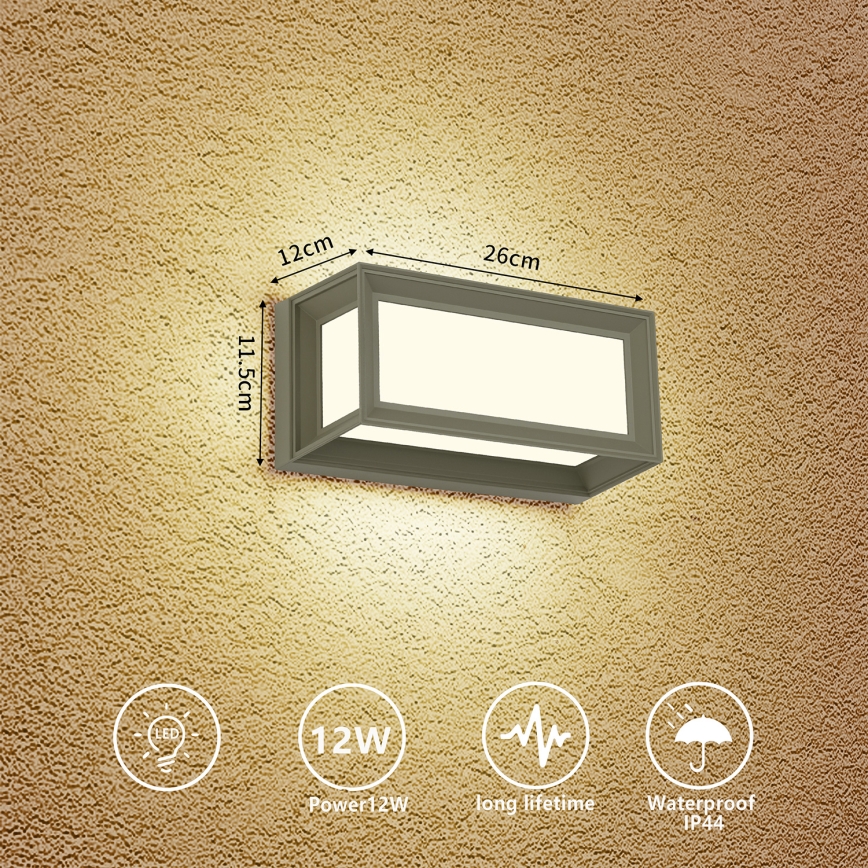 Brilagi - PARKER LED/12W/230V ulkoseinävalaisin, harmaa, IP44