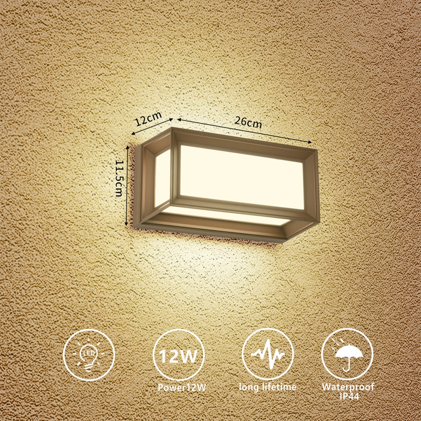 Brilagi - PARKER LED-ulkoseinävalaisin 12W/230V, ruskea, IP44