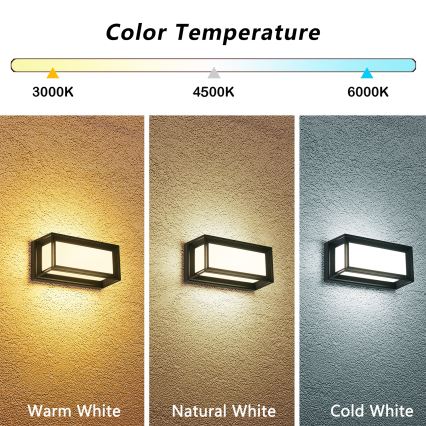 Brilagi - LED-ulkoseinävalaisin PARKER LED/12W/230V 3000/4500/6000K musta IP44