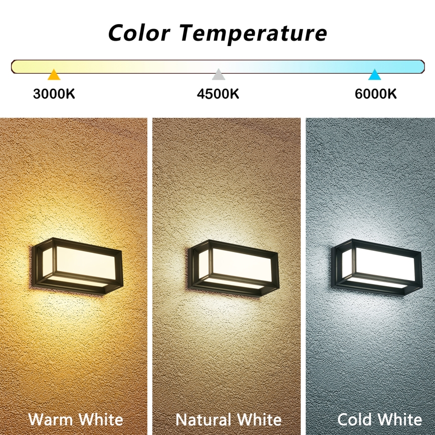 Brilagi - LED-ulkoseinävalaisin PARKER LED/12W/230V 3000/4500/6000K musta IP44