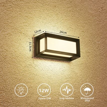 Brilagi - LED-ulkoseinävalaisin PARKER LED/12W/230V 3000/4500/6000K musta IP44