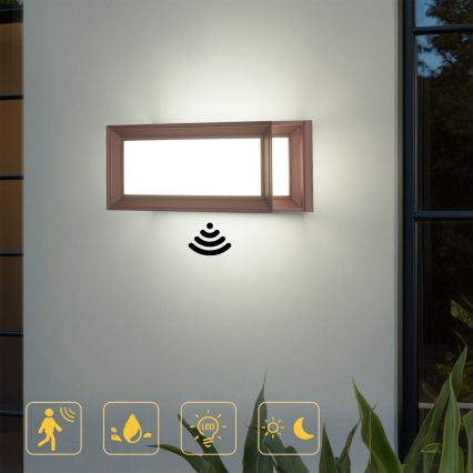 Brilagi - LED ulkoseinävalaisin liiketunnistimella PARKER LED/12W/230V ruskea IP44