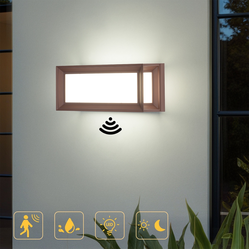 Brilagi - LED ulkoseinävalaisin liiketunnistimella PARKER LED/12W/230V ruskea IP44