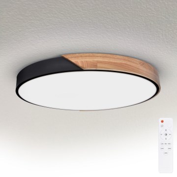 Brilagi - PILANA himmennettävä LED-kattovalaisin LED/60W/230V 3000–6500K tammi/musta halkaisija 60 cm + kaukosäädin