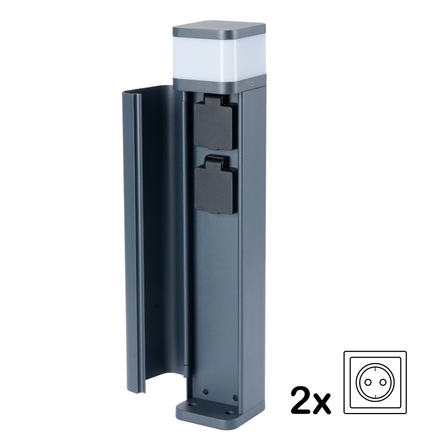 Brilagi - Ulkovalaisin kahdella SCHUKO-pistorasialla PILLAR 1xG9/11W/230V IP44 antrasiitti