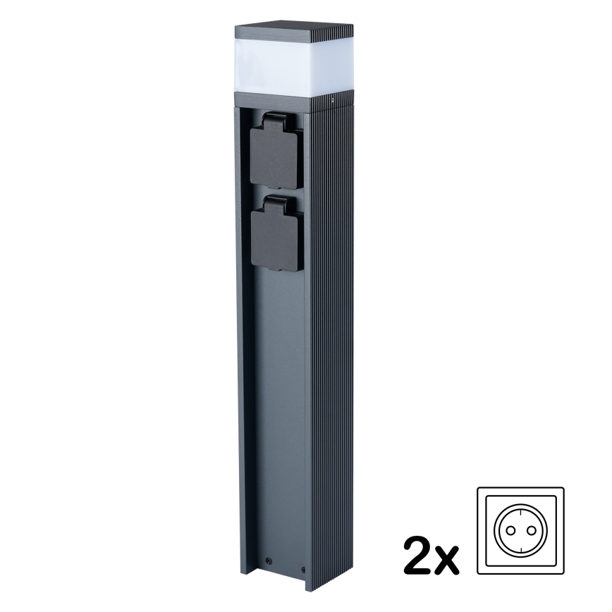 Brilagi - Ulkovalaisin kahdella SCHUKO-pistorasialla PILLAR 1xG9/11W/230V IP44 antrasiitti