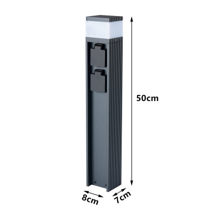Brilagi - Ulkovalaisin kahdella SCHUKO-pistorasialla PILLAR 1xG9/11W/230V IP44 antrasiitti