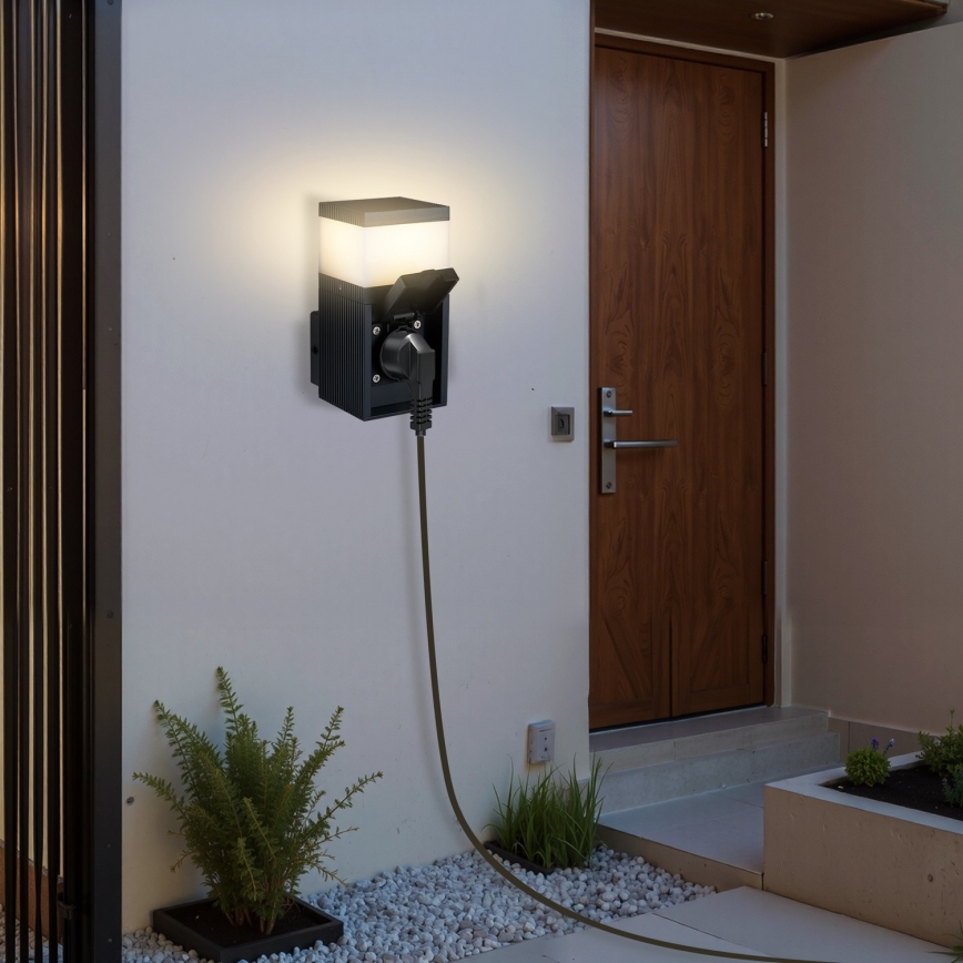 Brilagi - ulkoseinävalaisin SCHUKO-pistorasialla PILLAR 1xG9/11W/230V IP44 antrasiitti