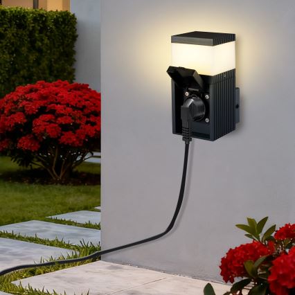 Brilagi - ulkoseinävalaisin SCHUKO-pistorasialla PILLAR 1xG9/11W/230V IP44 antrasiitti