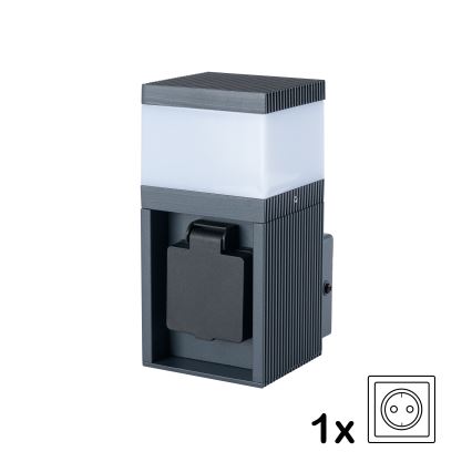 Brilagi - ulkoseinävalaisin SCHUKO-pistorasialla PILLAR 1xG9/11W/230V IP44 antrasiitti