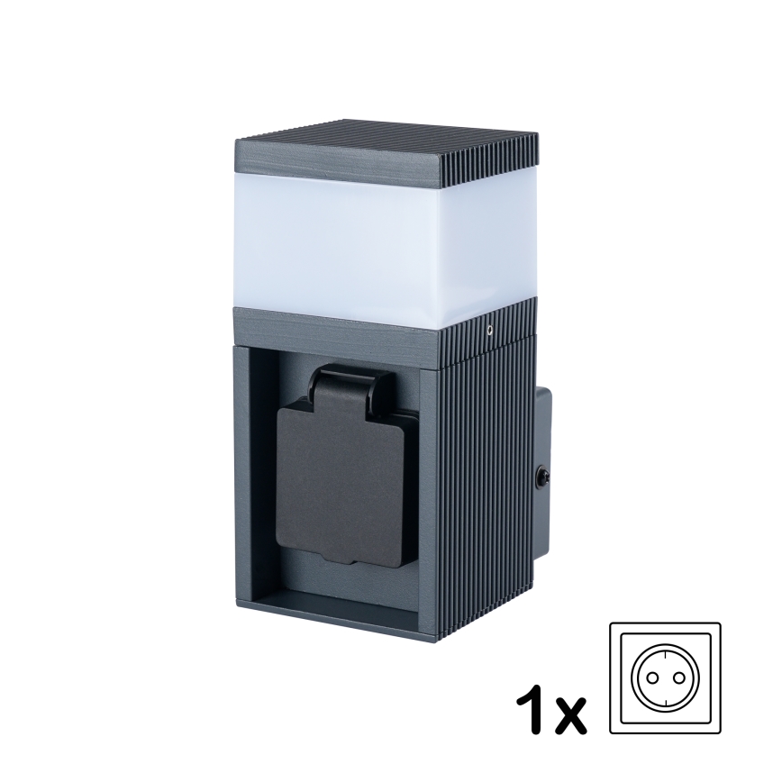 Brilagi - ulkoseinävalaisin SCHUKO-pistorasialla PILLAR 1xG9/11W/230V IP44 antrasiitti