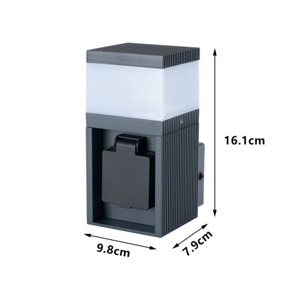 Brilagi - ulkoseinävalaisin SCHUKO-pistorasialla PILLAR 1xG9/11W/230V IP44 antrasiitti