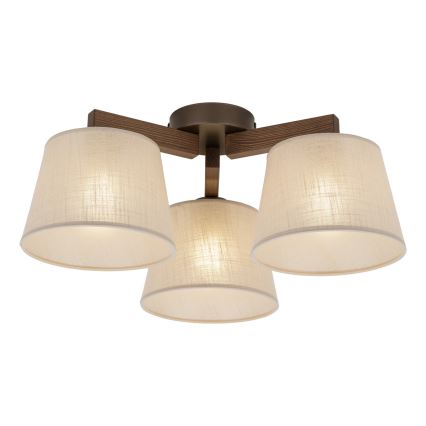 Brilagi - Pinnalle asennettava kattovalaisin LATTE 3xE27/15W/230V mänty/beige