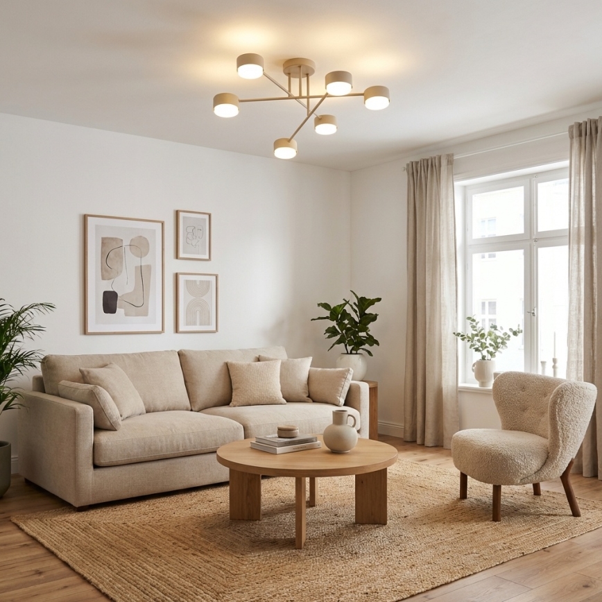 Brilagi - Pinnalle asennettava kattovalaisin MONO 6xGX53/12W/230V beige