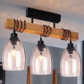 BRILAGI - Pinnalle asennettava WOOD GLASS -kattovalaisin 3xE27/60W/230V, mänty/musta/savunbeige