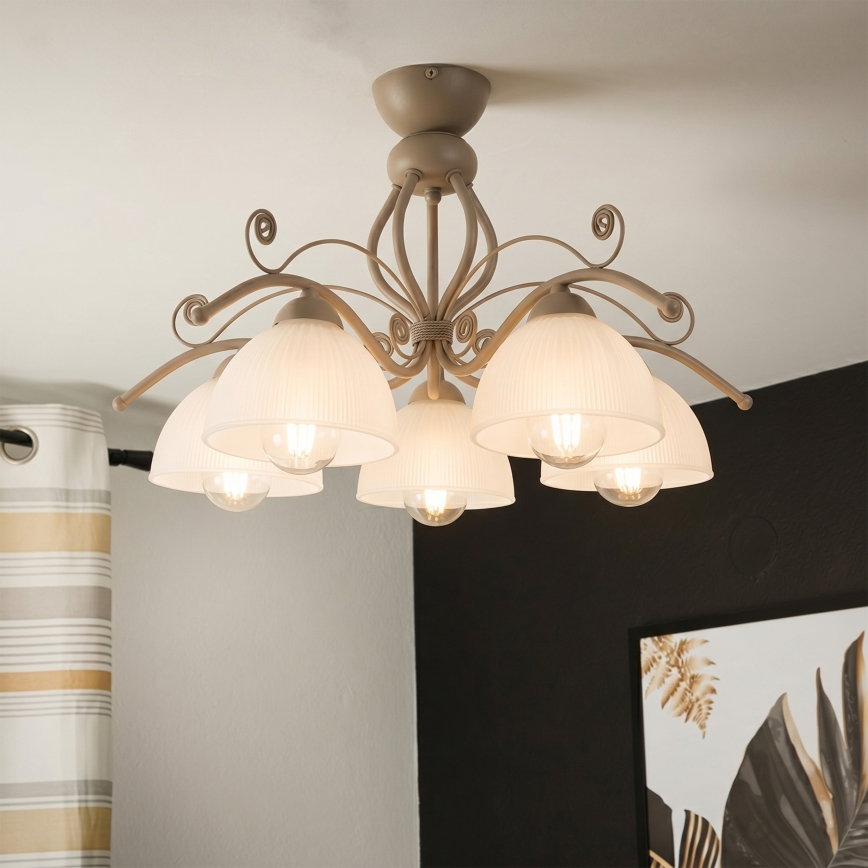Brilagi - Pinta-asennettava kattokruunu ANTICO MODERN 5xE27/60W/230V beige