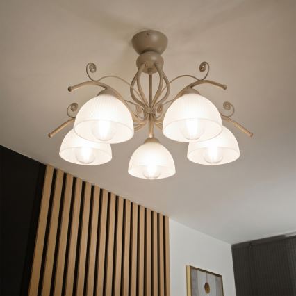 Brilagi - Pinta-asennettava kattokruunu ANTICO MODERN 5xE27/60W/230V beige