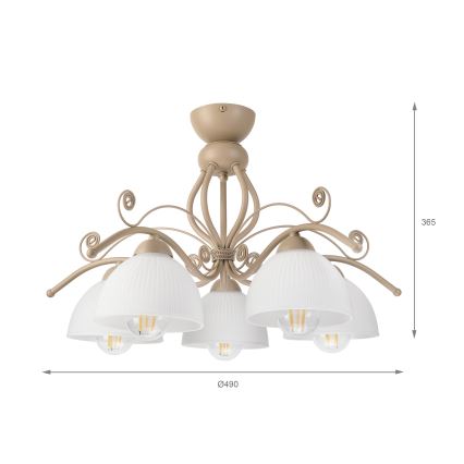 Brilagi - Pinta-asennettava kattokruunu ANTICO MODERN 5xE27/60W/230V beige