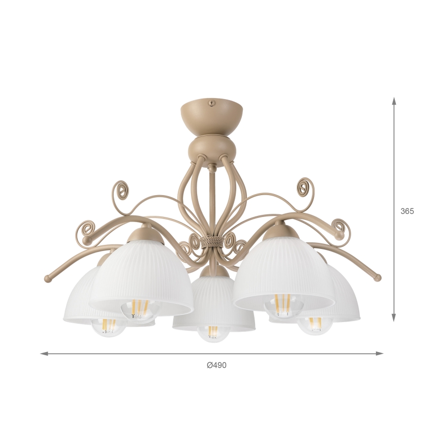 Brilagi - Pinta-asennettava kattokruunu ANTICO MODERN 5xE27/60W/230V beige