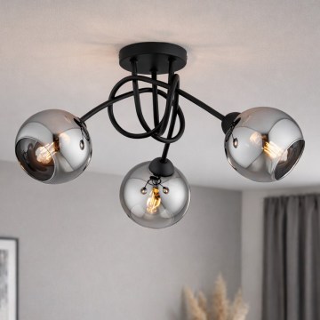 Brilagi - Pinta-asennettava kattokruunu DIOR 3xE27/60W/230V musta/savunharmaa