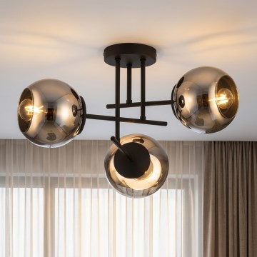 BRILAGI - Pinta-asennettava kattokruunu DIOR 3xE27/60W/230V musta/savunharmaa