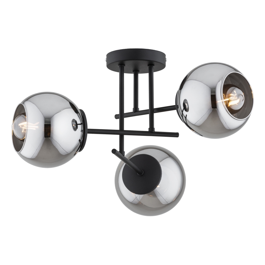 BRILAGI - Pinta-asennettava kattokruunu DIOR 3xE27/60W/230V musta/savunharmaa