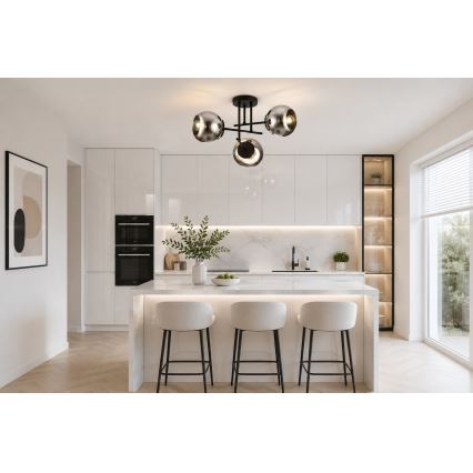BRILAGI - Pinta-asennettava kattokruunu DIOR 3xE27/60W/230V musta/savunharmaa