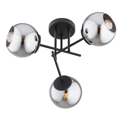 BRILAGI - Pinta-asennettava kattokruunu DIOR 3xE27/60W/230V musta/savunharmaa